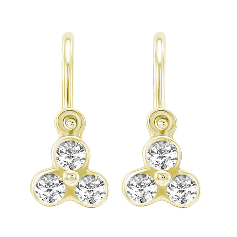 Goldene Ohrringe für Kinder mit Diamanten Jasmine 31013