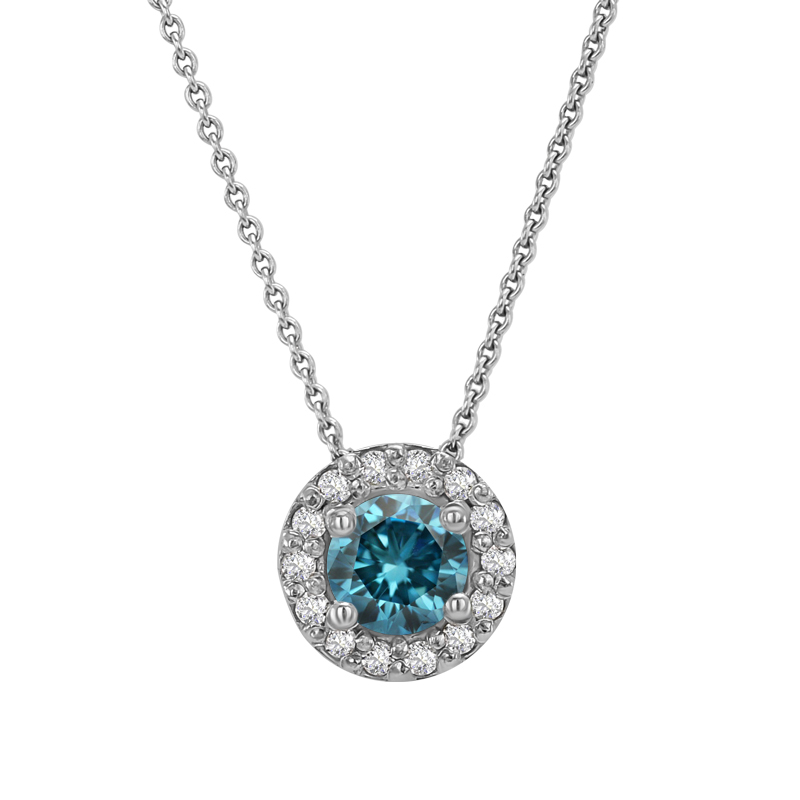 Halo-Halskette mit blauem Diamanten Vicky 32233