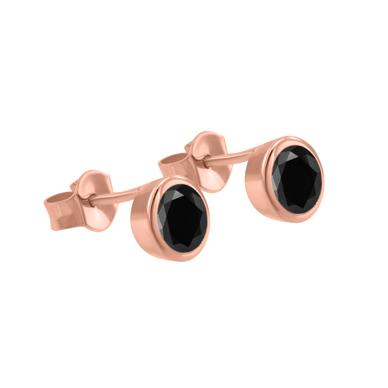 Goldene Bezel-Ohrringe mit schwarzen Diamanten Wetty 32873