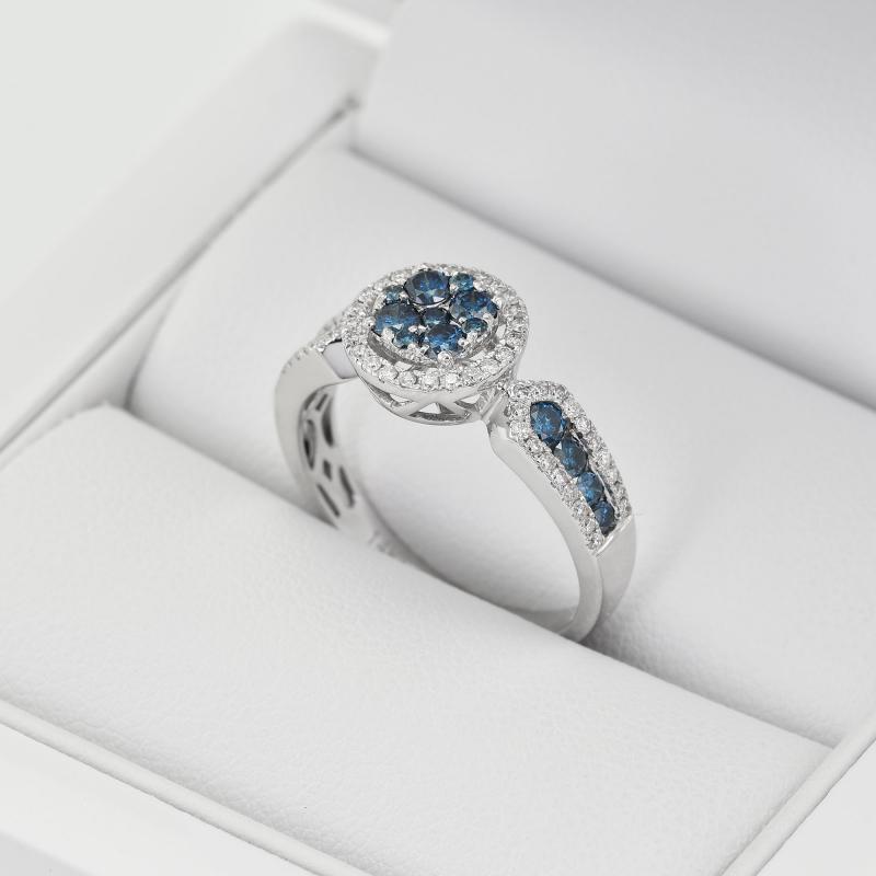 Goldener Diamantring mit blauen Diamanten Sirena 33523