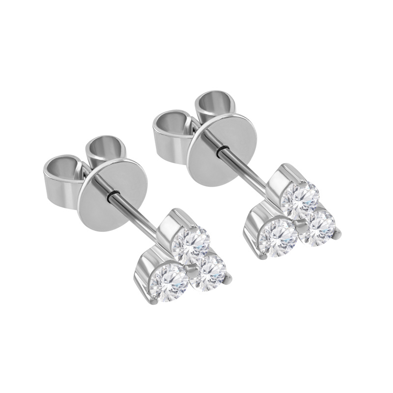 Goldene Ohrringe mit drei Diamanten Jella 35043