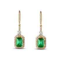 Goldene Ohrringe mit Smaragden und Diamanten Chianna