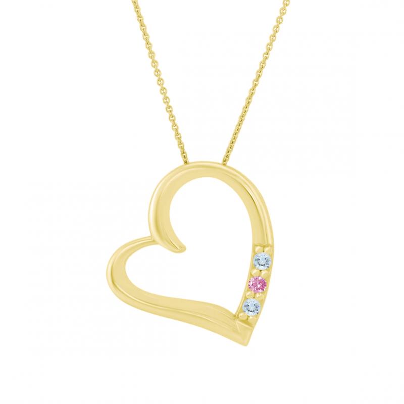 Goldene Halskette mit Herz, Aquamarin und rosa Saphir Acamar