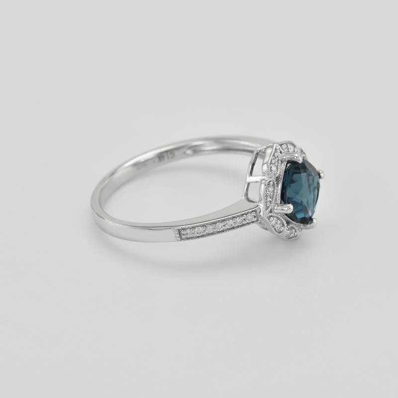 Goldener Vintagering mit blauem Topas und Diamanten Antonella 37863