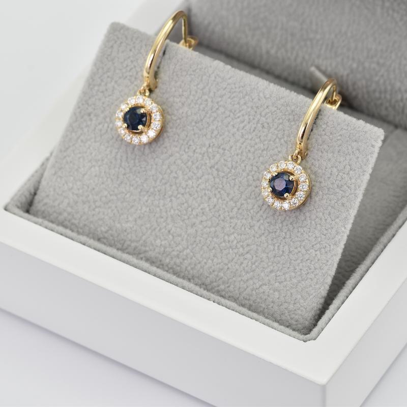 Goldene Ohrringe mit Saphiren und Diamanten Macy 38433