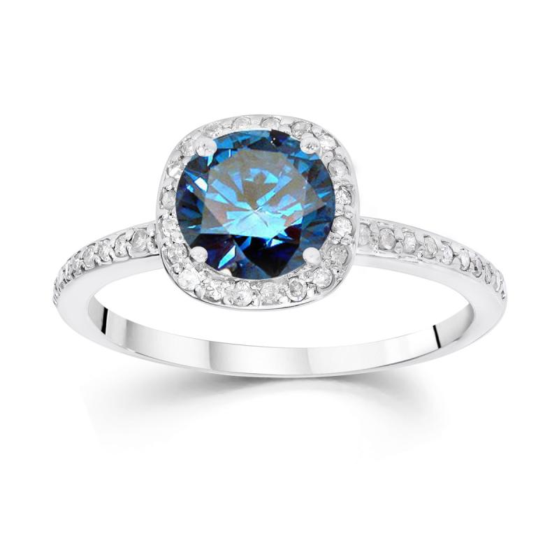 Goldener Ring mit blauem Diamanten 3933