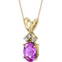Goldene Halskette mit rosa Saphir und Diamanten Onysu