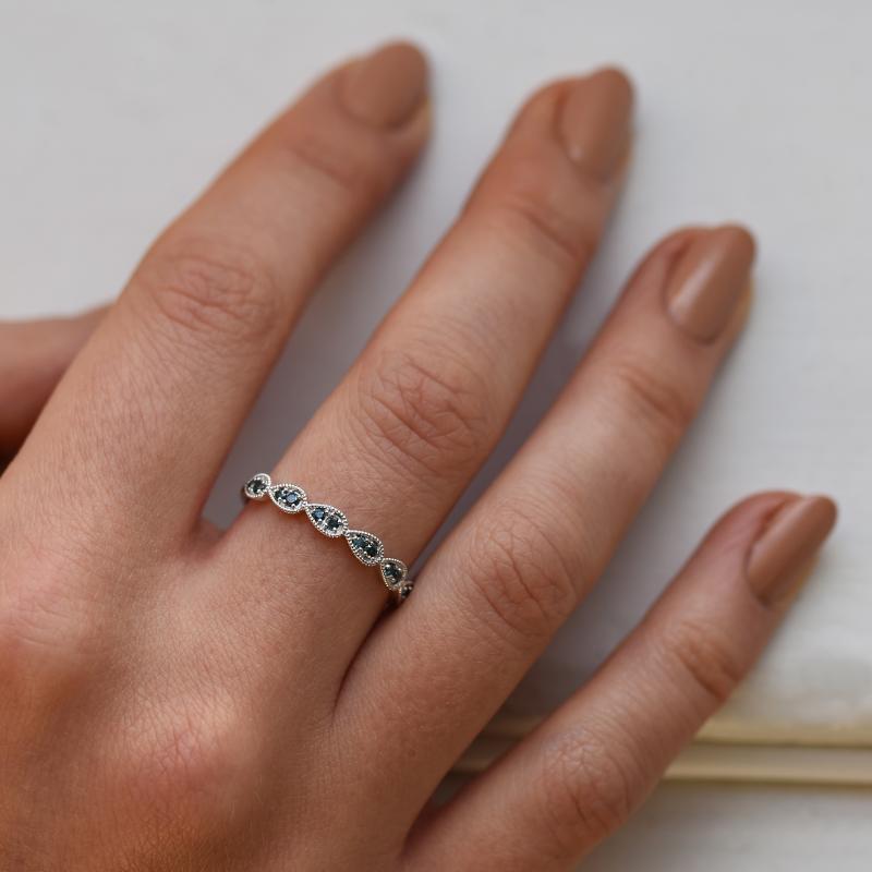 Halb-Eternity Ring mit blauen Diamanten Lacy 41113