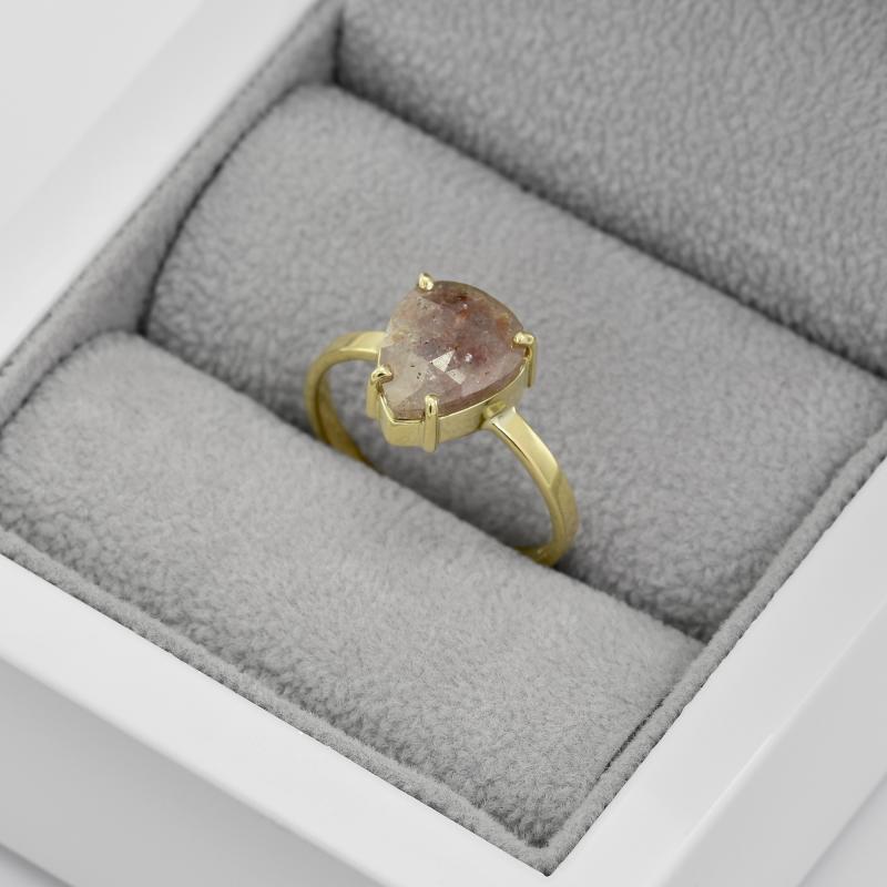 Goldring mit braunen Diamanten im Rosenschliff Ajwa 44213