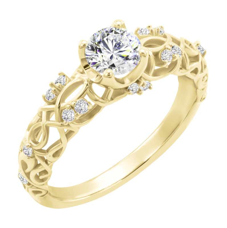 Vintage Verlobungsring in Gold mit Lab Grown Diamanten und Moissanit Chantal 46643