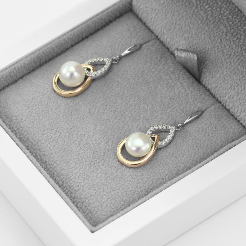 Elegante Ohrringe mit Perlen in Eppi-Geschenkbox 46703
