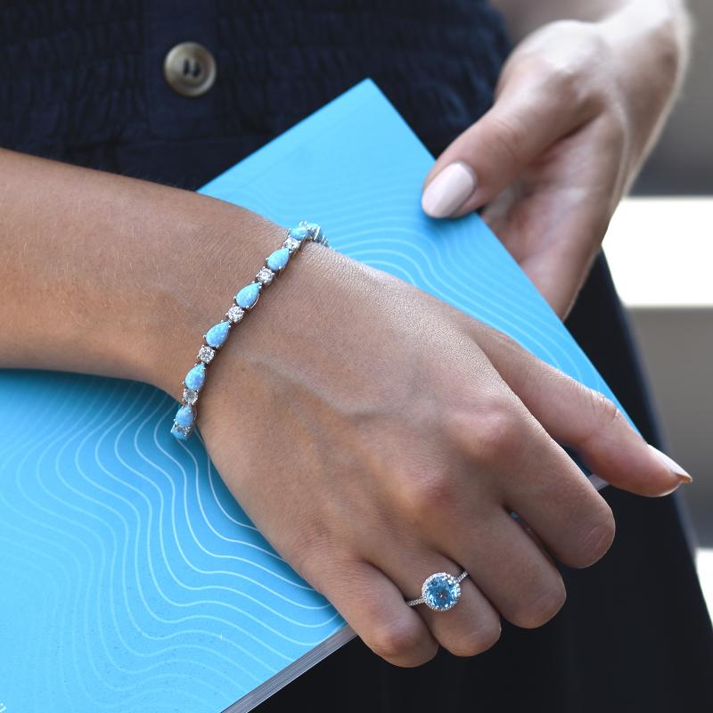 Silber-Armband mit blauen Opalen 46873