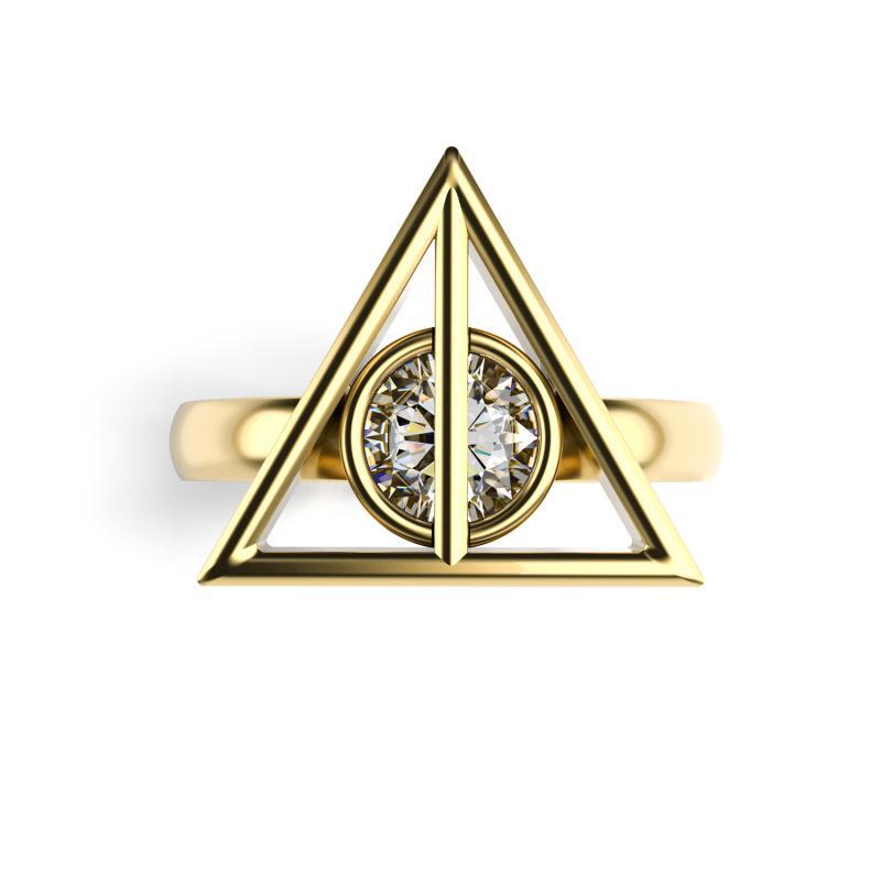 Magischer Goldring Harry Potter mit Moissanit 48763
