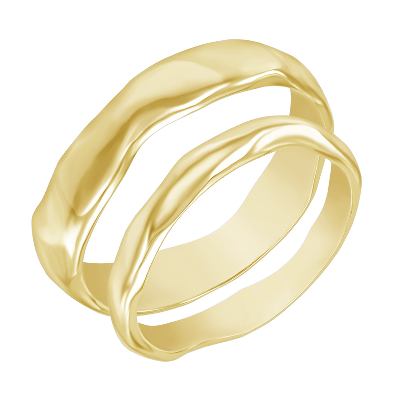 Glänzende Eheringe aus Gold mit unregelmäßiger Struktur Parnell 49093