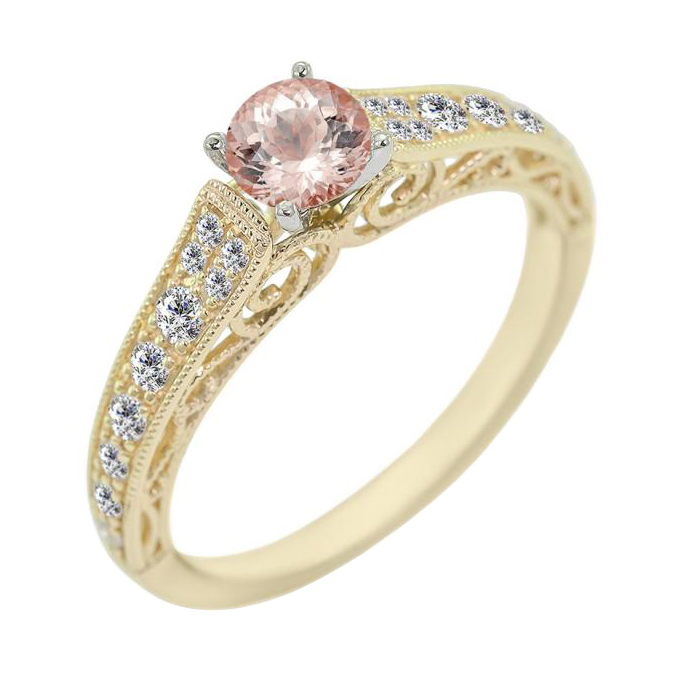 Verlobungsring im Vintage-Stil mit Morganit und Diamanten Karely 59663