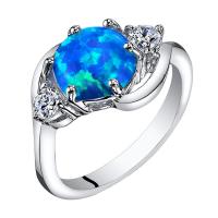Silberner Ring mit blauem Opal und Zirkonia Mason