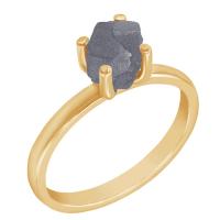 Goldener Ring mit Rohdiamant in dunkelgrau Leah