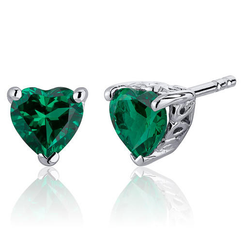 Silberne Ohrringe mit simulierten Smaragden Ila