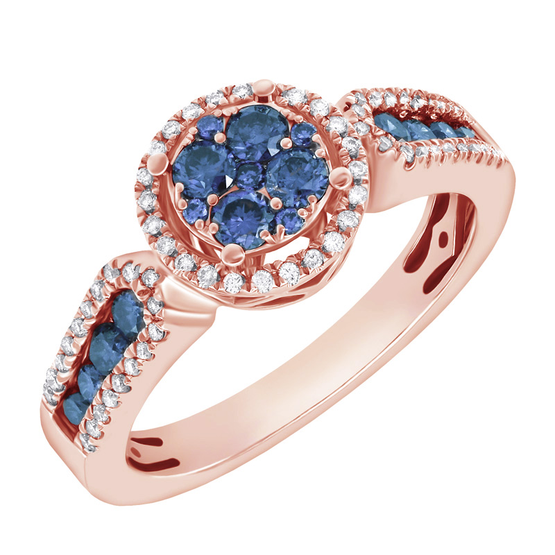Goldener Diamantring mit blauen Diamanten Sirena 79013