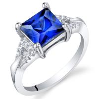 Silberner Ring mit blauem Saphir und Zirkonia Vissente