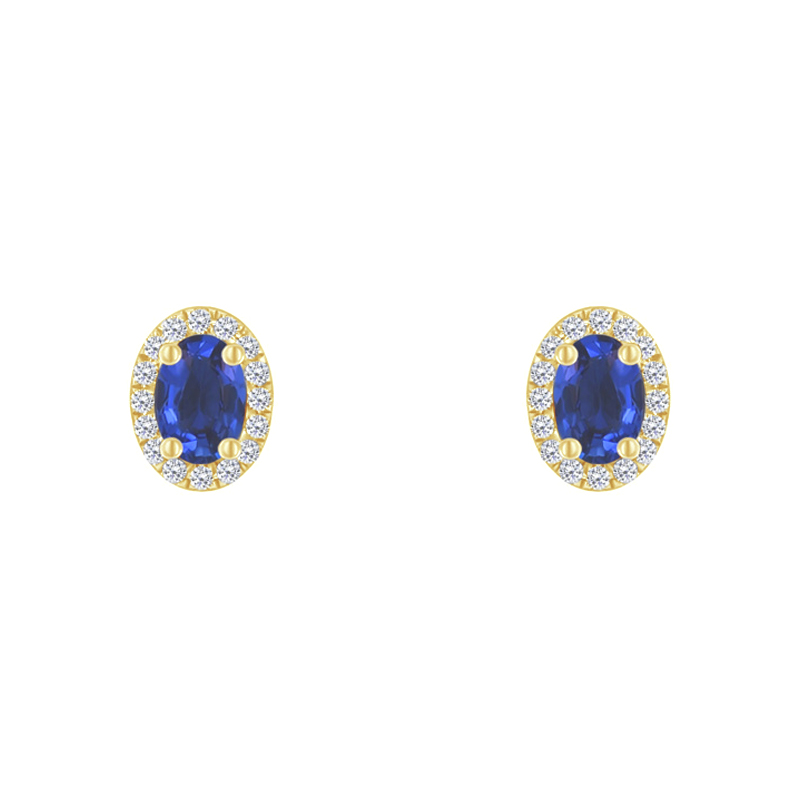 Goldene Ohrringe mit Saphiren und Diamanten Elina 79783