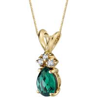 Smaragd-Tropfen in goldener Halskette mit Diamanten Electrah