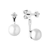Silberne Ohrringe 2in1 mit Perlen und Zirkonia Leela