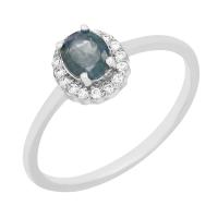 Halo-Ring mit Alexandrit und seitlichen Diamanten Avis