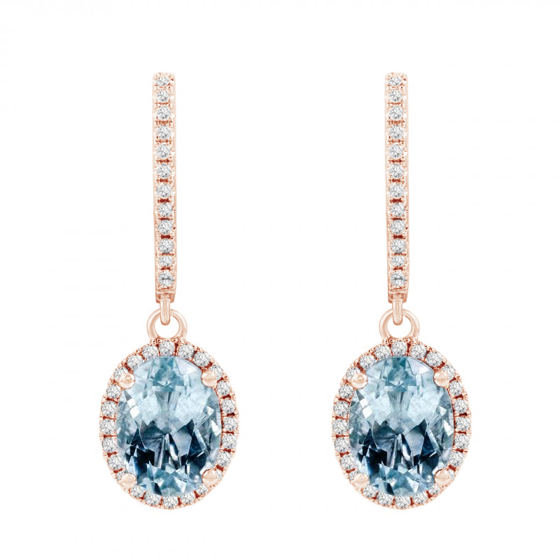 Goldene Ohrringe mit Aquamarinen und Diamanten Azura 85643