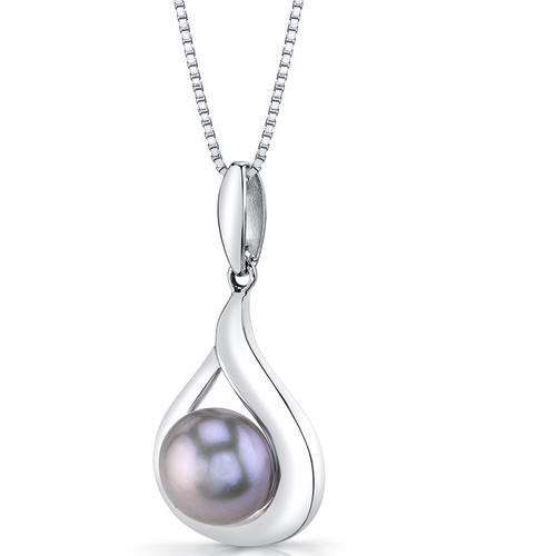 Silberne Kette mit grauer Perle 9303