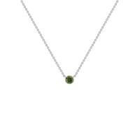 Silberne minimalistische Kette mit einem grünen Diamanten Glosie