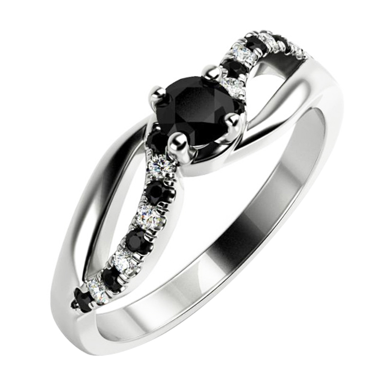Verlobungsdiamant mit schwarzen und weißen Diamanten Ewie