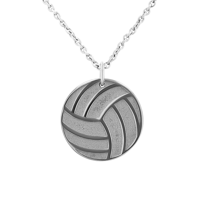 Silberner Anhänger Volleyball mit Gravur Ihrer Wahl Volleyball 124134