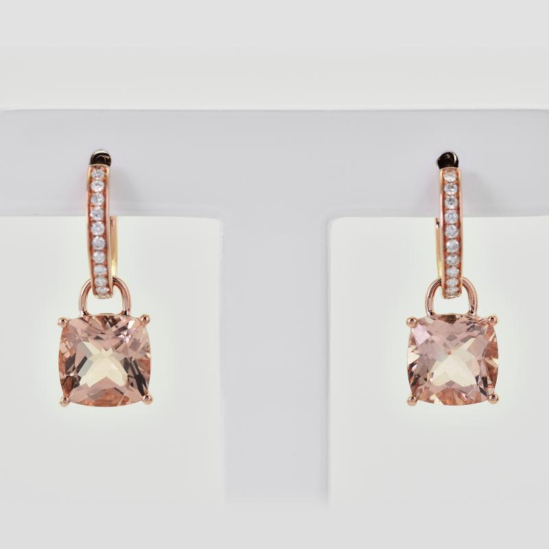 Doppel-Ohrhänger aus 750 Gold mit Morganit und Diamanten Reza 12694