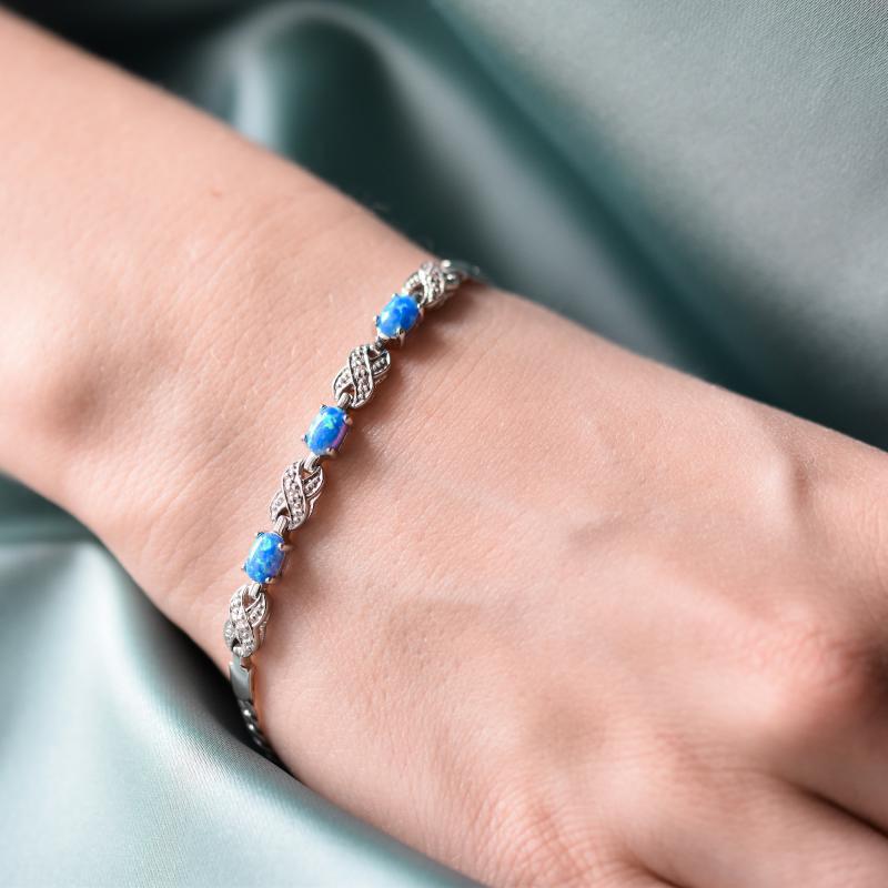 Silbernes Armband mit blauen Opalen Clio 16144