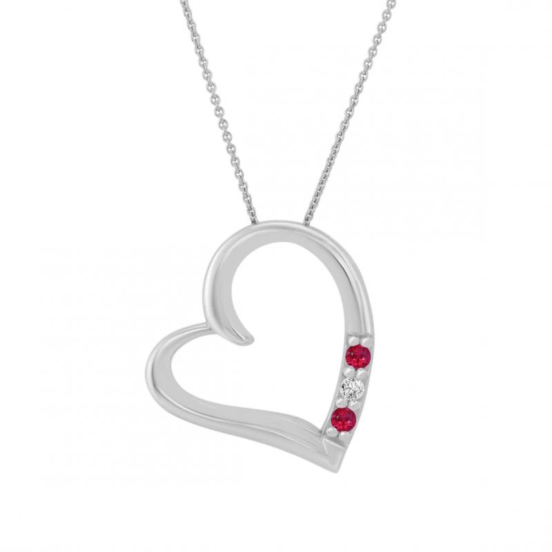 Goldene Halskette in Herz-Form mit Rubinen und Diamanten Tanish 20124