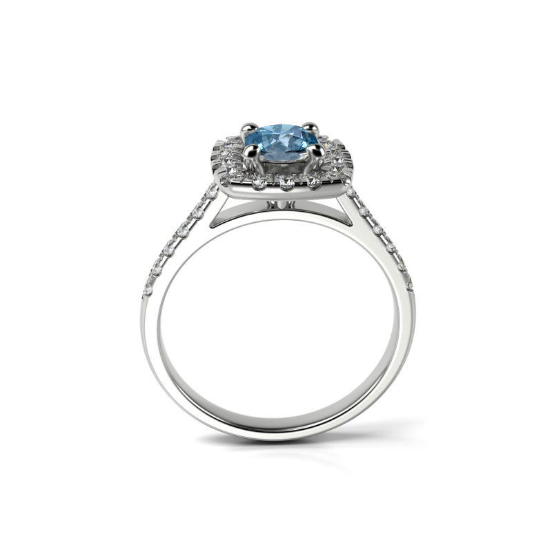 Ring aus Platin mit weißen und blauem Diamanten 22334