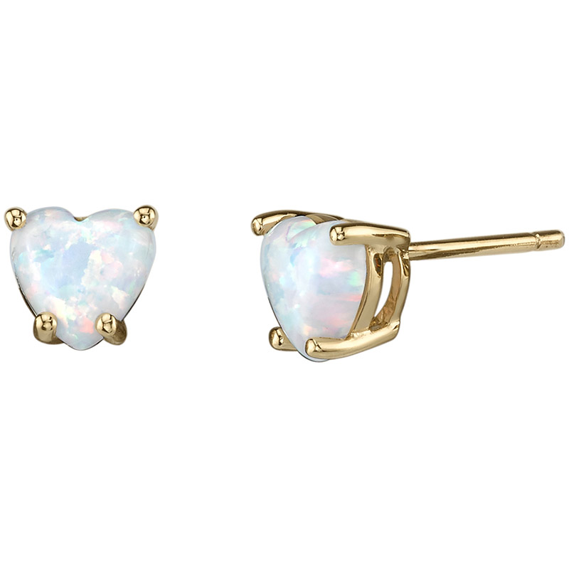 Goldene Ohrringe mit Opalen in Herzform Kaciah 22954