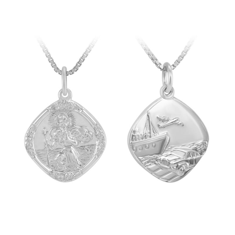 Silberkette mit heiligem Christopherus für Autofahrer und Reisende Dio 25894