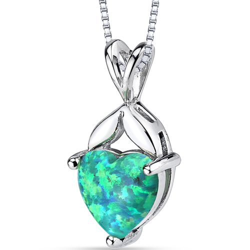Herzanhänger in Silber mit grünem Opal Bianca