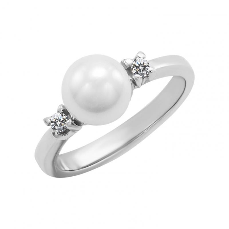 Verlobungsring Perle und Diamanten Nivrutti 2884
