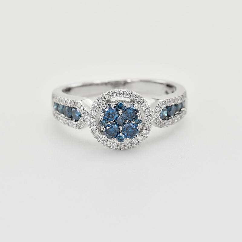 Goldener Diamantring mit blauen Diamanten Sirena 33524