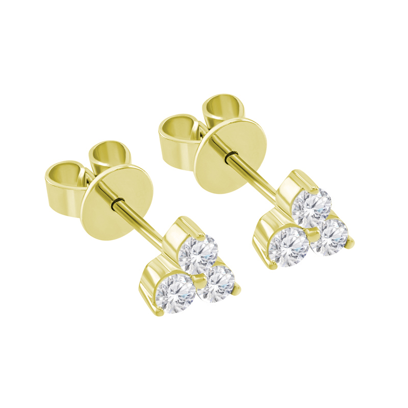 Goldene Ohrringe mit drei Diamanten Jella 35044