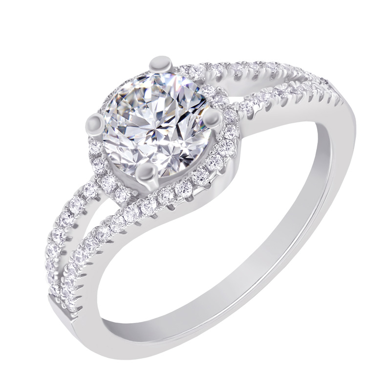 Halo Verlobungsring voll von Diamanten 37024