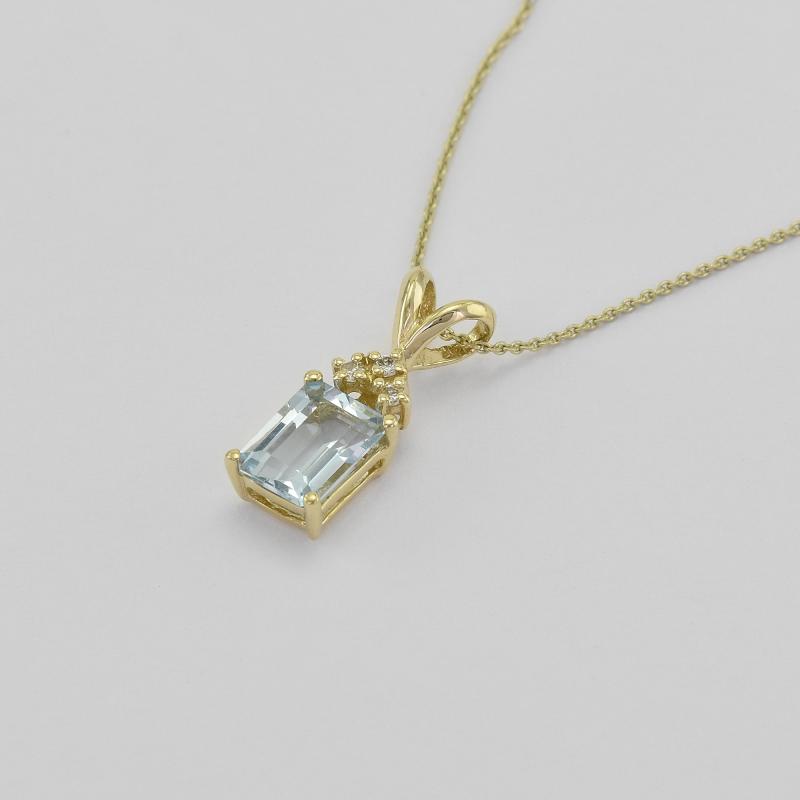 Goldene Halskette mit Aquamarin und Diamanten Deandra 39394