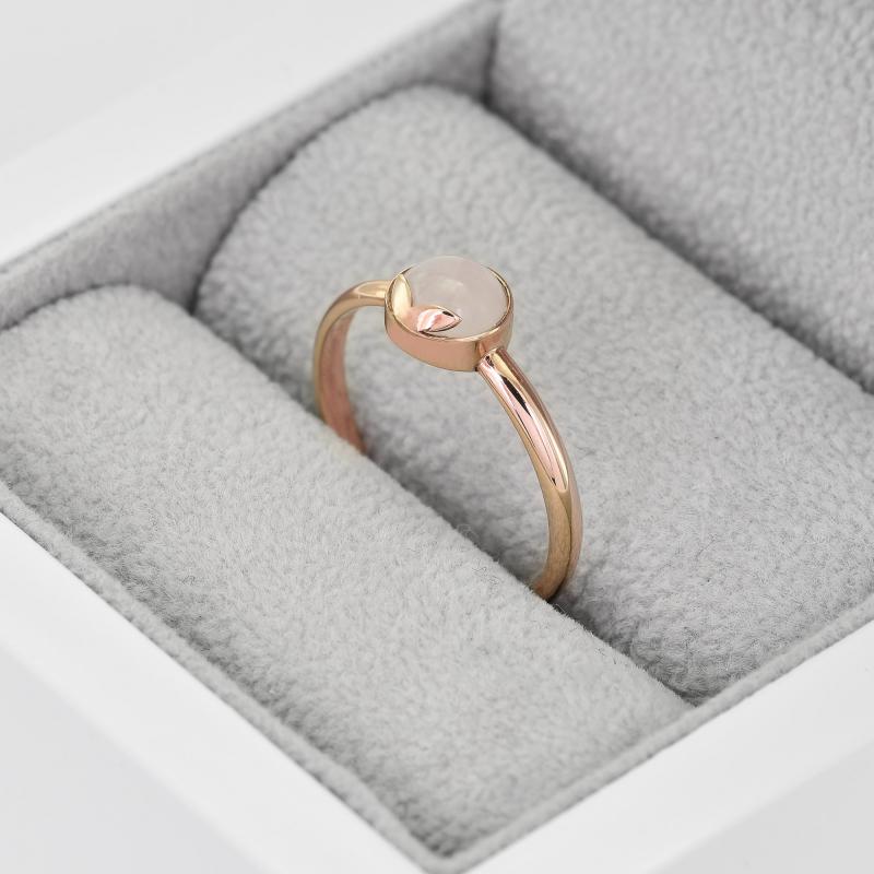 Goldener Ring mit Cabochon-Rosenquarz Yana 41304