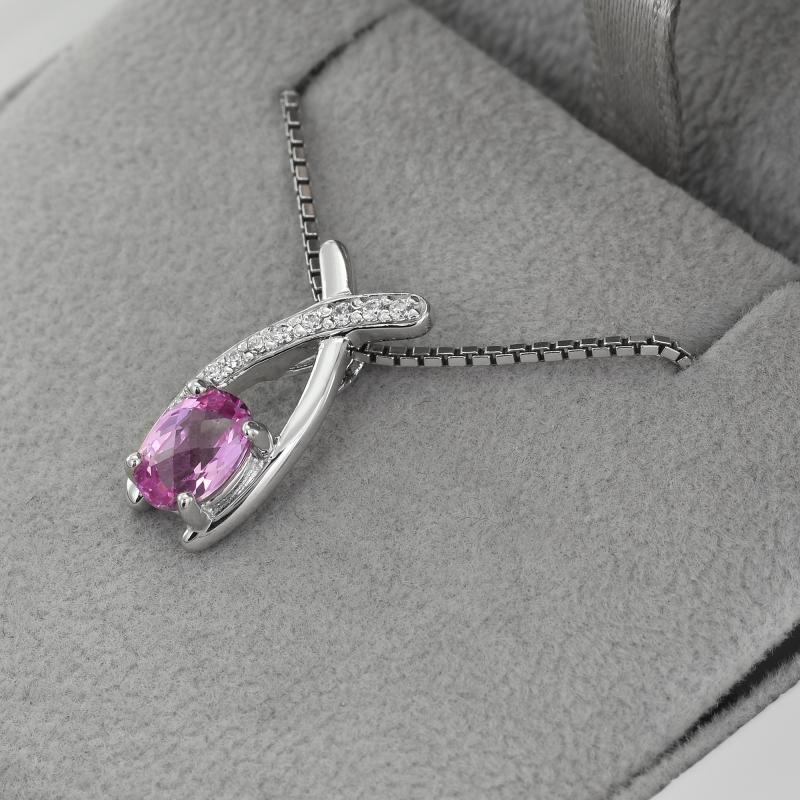 Silberkette mit rosa Saphir 41614