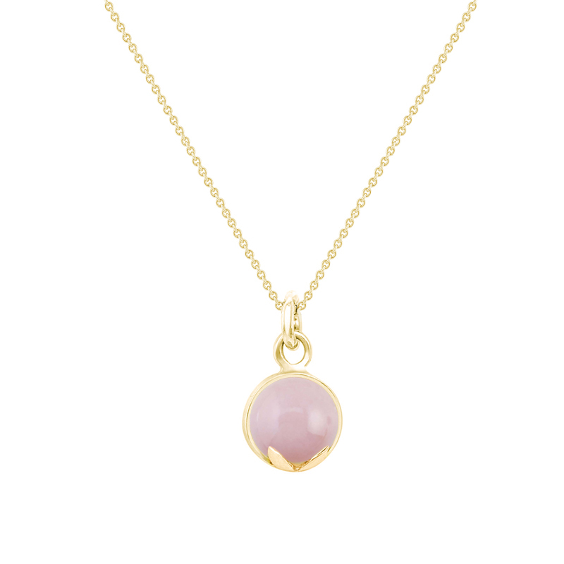 Blumenkette aus 585 Gold mit rosa Opal als Cabochon Azalea 44474