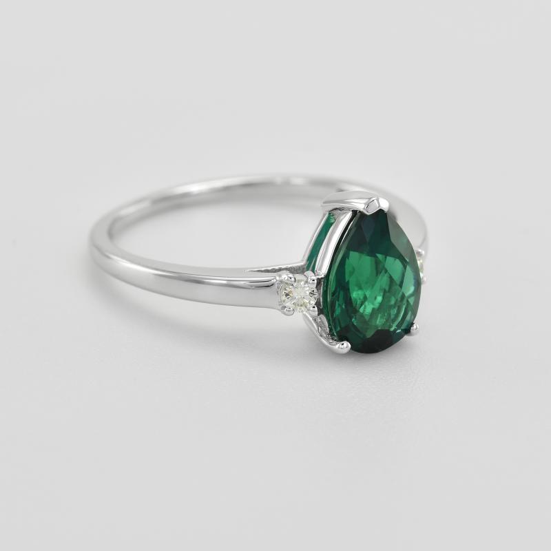 Goldring mit Smaragd in Birnenform und Diamanten Ralphie 45384