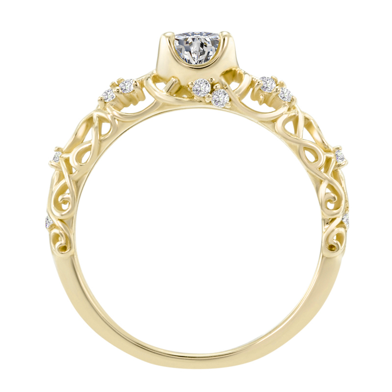Vintage Verlobungsring in Gold mit Diamanten und Moissanit Chantal 46644
